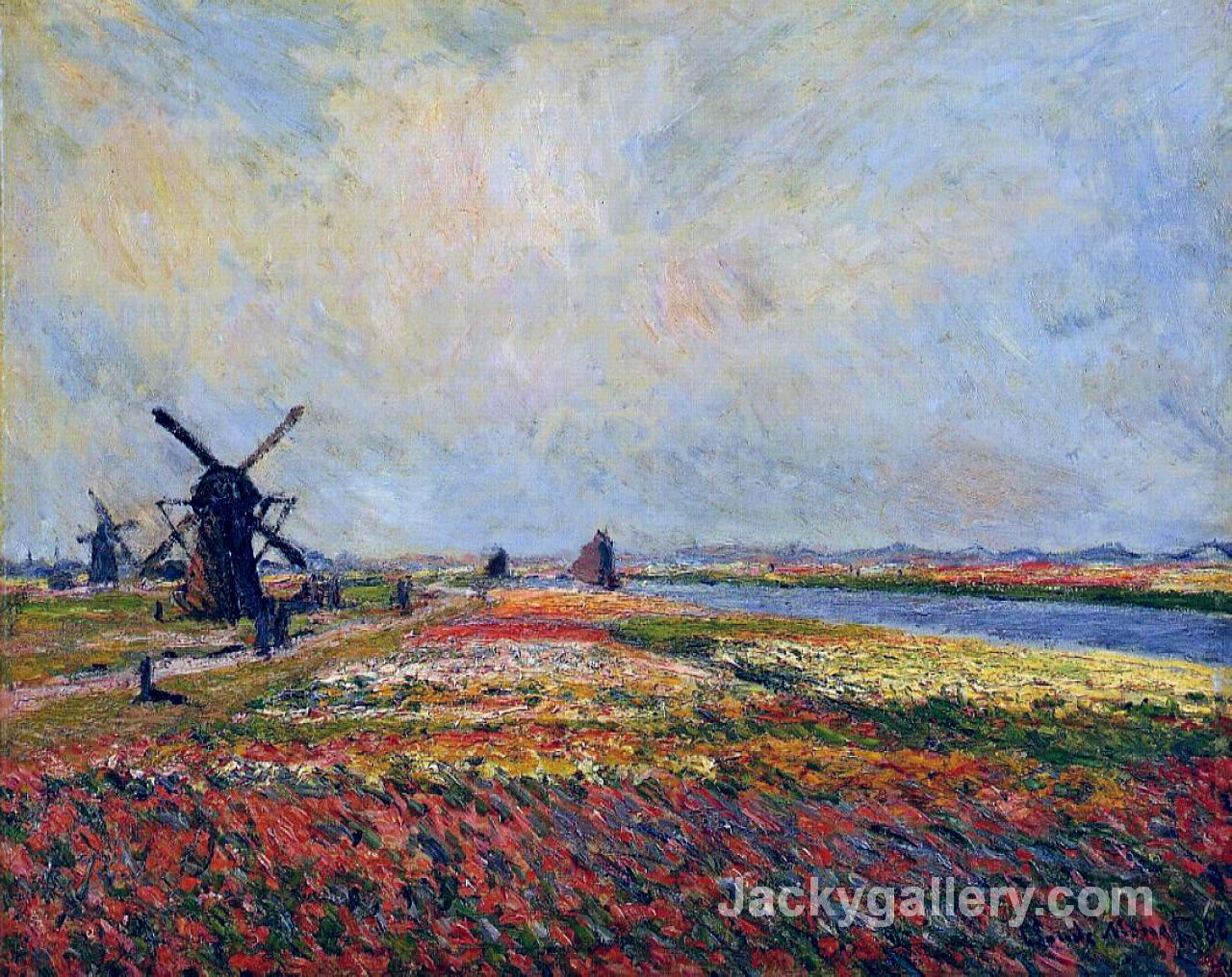 Fields of Flowers and Windmills near Leiden by Claude Monet paintings reproduction